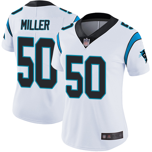 Carolina Panthers Limited White Women Christian Miller Road Jersey NFL Football #50 Vapor Untouchable->women nfl jersey->Women Jersey